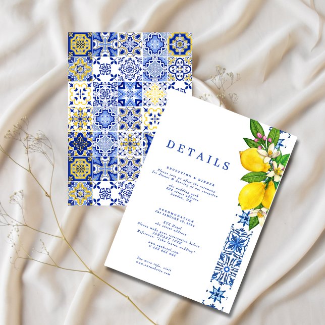 Elégante carte de boîtier citron et bleu méditerra (Créateur téléchargé)