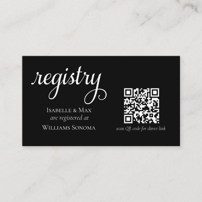 Élégante carte de boîtier QR du registre des cadea (Devant)