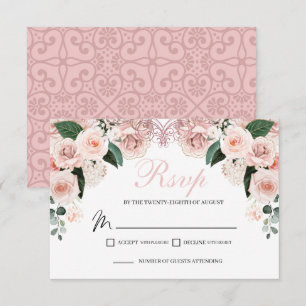 Élégante carte de boîtier RSVP couleur rose vif