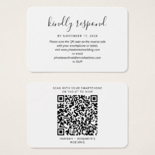 Elégante carte de boîtier RSVP de mariage de code