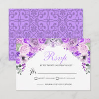 Élégante carte de boîtier RSVP Lilac Purple Floral