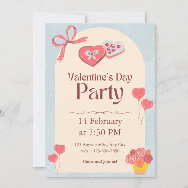Élégante carte de cocktail de la Saint-Valentin (Devant)