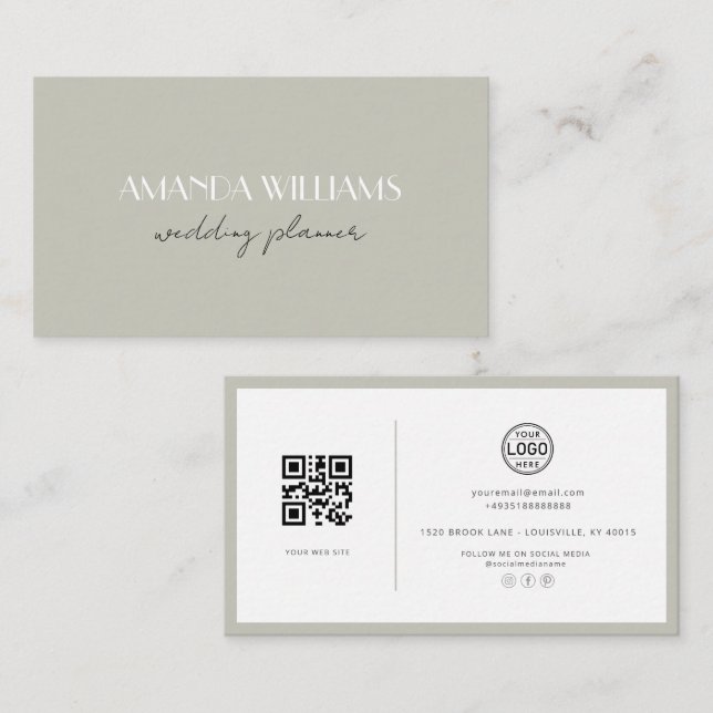 Elégante carte de code QR Carte de visite social M (Devant / Derrière)