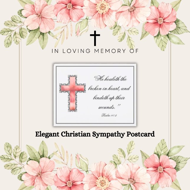 Élégante carte de condoléances chrétienne  (Elegant Christian Sympathy Postcards)