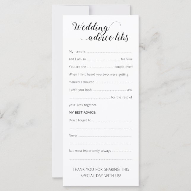 Elégante carte de conseil de mariage amusant (Devant)