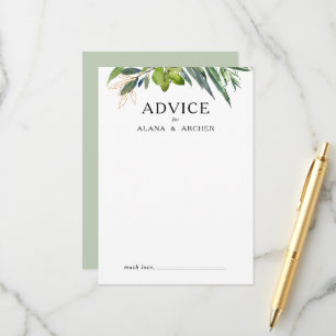 Elégante carte de conseil Mariage Olive Greenery