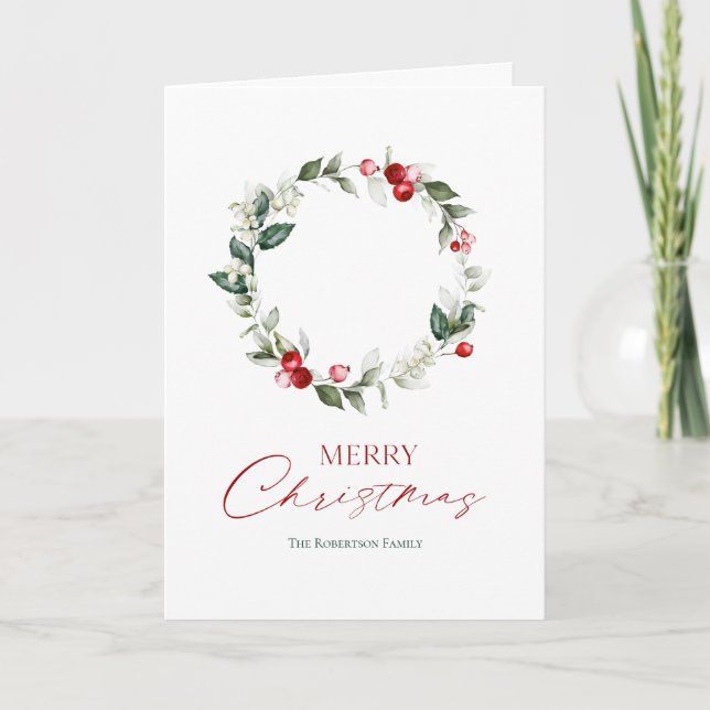 Élégante carte de couronne de Noël (Devant)