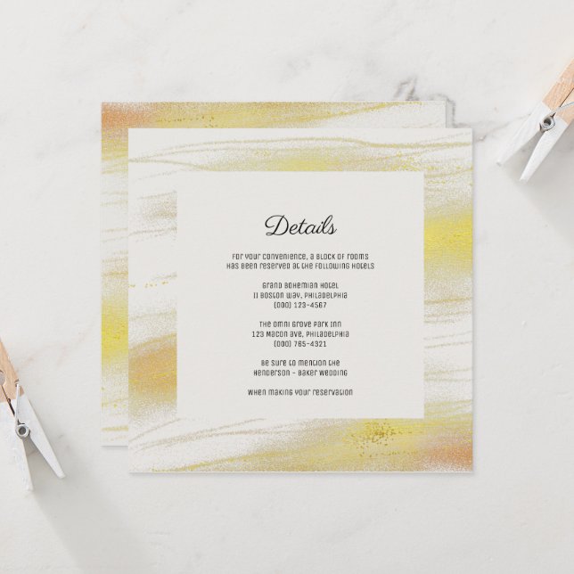 Elégante carte de détails de mariage. Invitation (Devant/Arrière en situation)