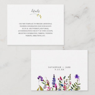 Elégante carte de détails du mariage Fleur sauvage