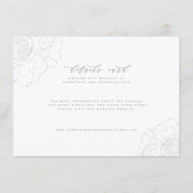 Elégante carte de détails mariage floral (Devant)
