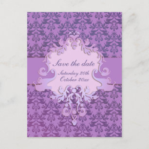 Élégante carte de faire-part de mariage à damas d'