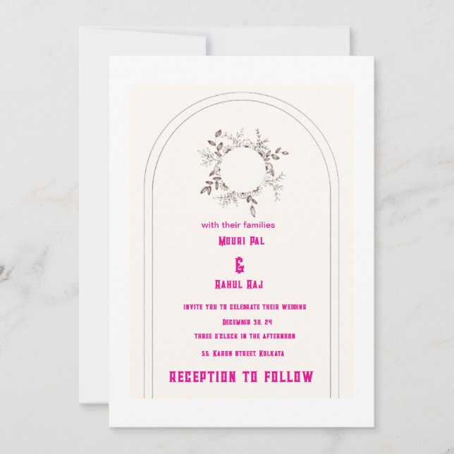 Élégante carte de Faire-part de mariage minimalist (Devant)