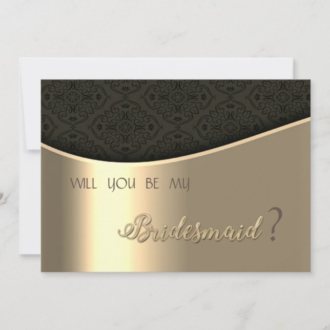 Elégante carte de femme de chambre noire Damask Go (Devant)