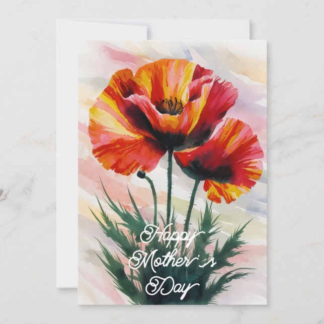 Élégante carte de fête des mères peint à la fleur  (Devant)