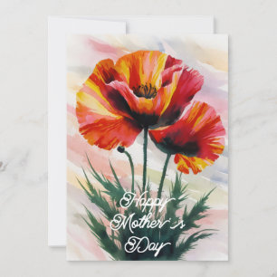 Élégante carte de fête des mères peint à la fleur 