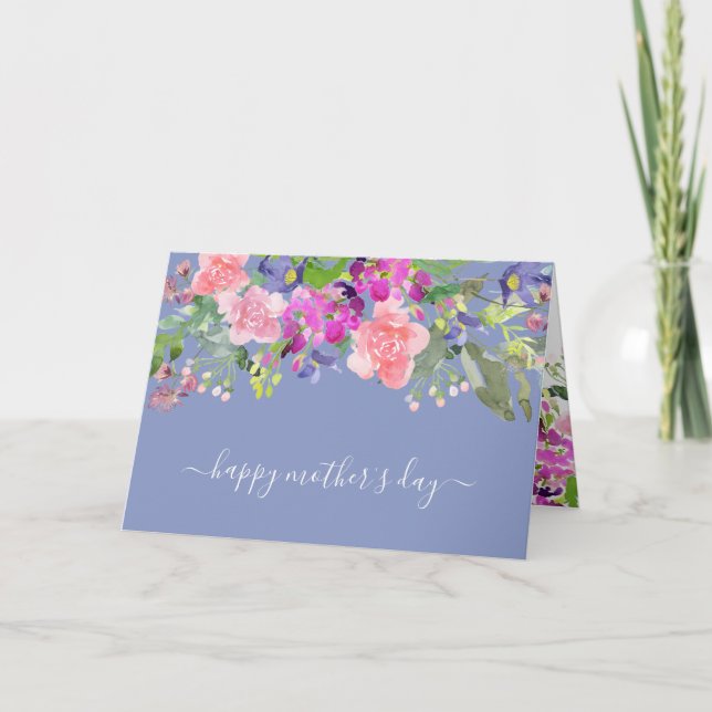 Elégante carte de fête des mères rose violet (Devant)