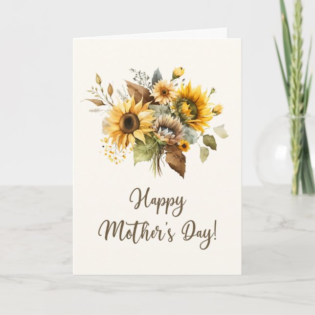 Elégante carte de Fête des Mères Tournesols Aquare (Devant)