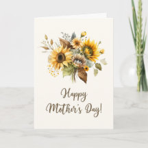Elégante carte de Fête des Mères Tournesols Aquare