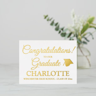 Élégante carte de feuille d'or faire-part graduati