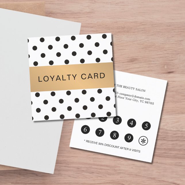 Élégante carte de fidélité Black Dotée Faux Gold S (Créateur téléchargé)