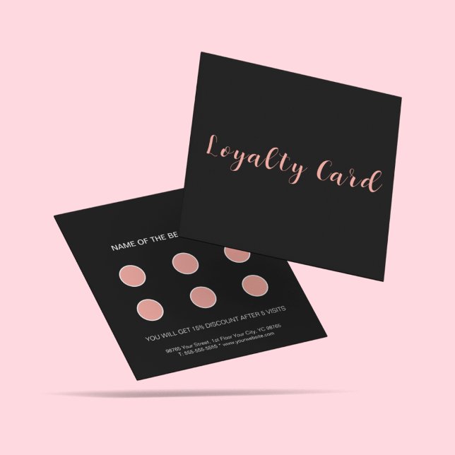 Elégante carte de fidélité de la typographie rose  (Créateur téléchargé)