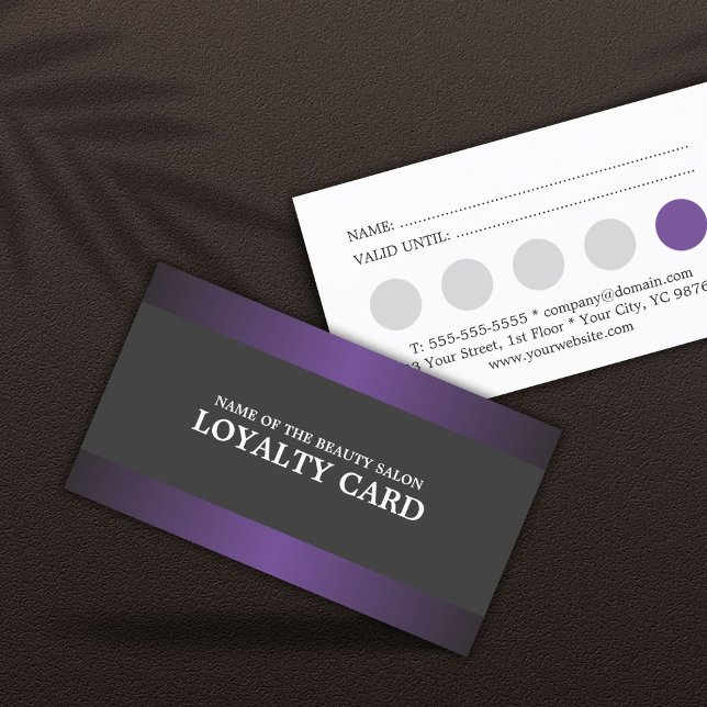 Elégante carte de fidélité du salon gris-violet mé (Créateur téléchargé)