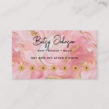 Elégante carte de fidélité Rose Blanc Or Plat