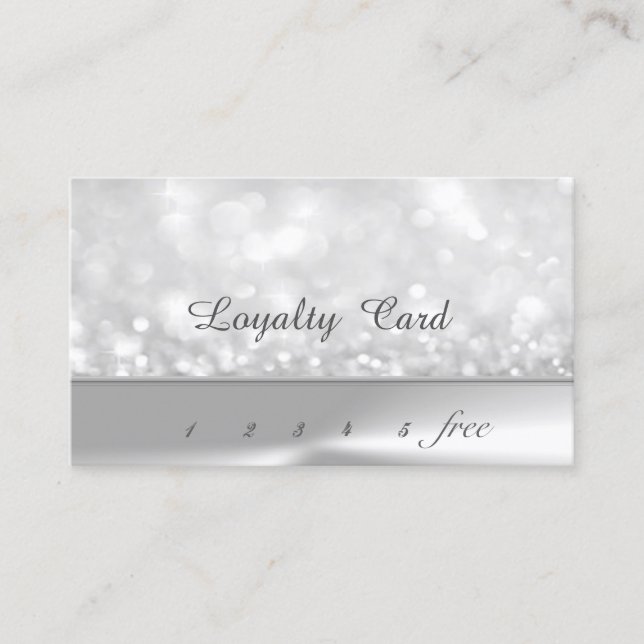 Elégante carte de fidélité Silver Bokeh élégant (Devant)