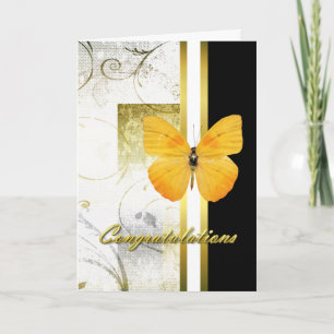 Élégante carte de graduation pour papillon jaune