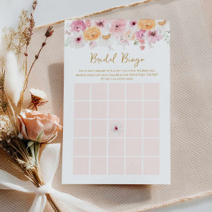 Élégante carte de jeu de bingo rose floral