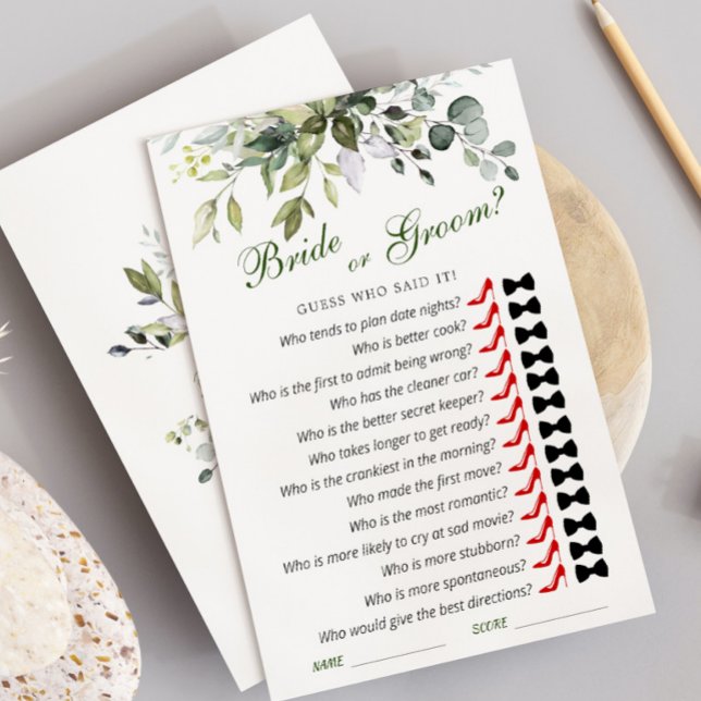 Élégante carte de jeu Fête des mariées Eucalyptus (Créateur téléchargé)