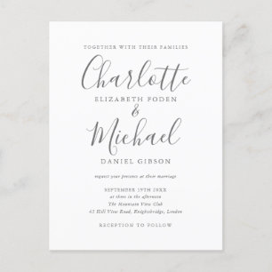 Élégante carte de mariage à signature script