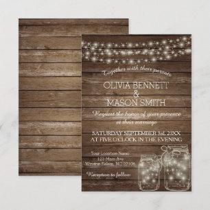 Elégante carte de Mariage Mason Jar Rustic