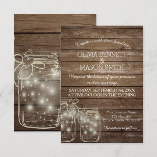 Elégante carte de Mariage Mason Jar Rustic