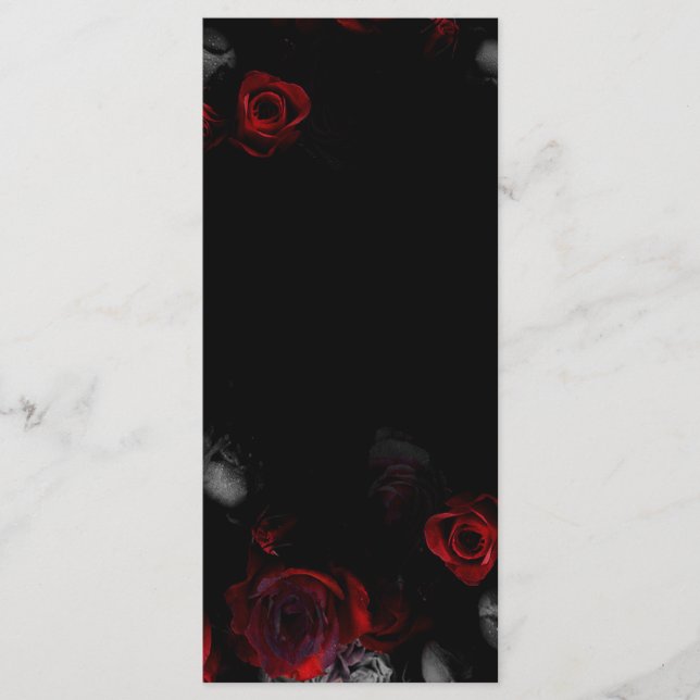 Elégante carte de Mariage noir et rouge floral (Devant)