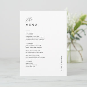 Elégante carte de menu Mariage 5x7"
