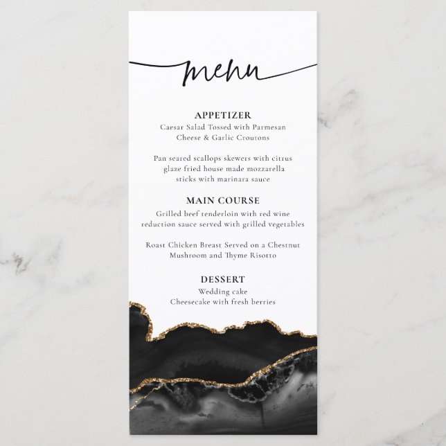 Élégante carte de menu Mariage de vieillissement n (Devant)