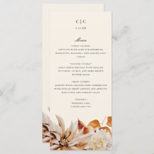 Elégante carte de menu Mariage Floral Automne