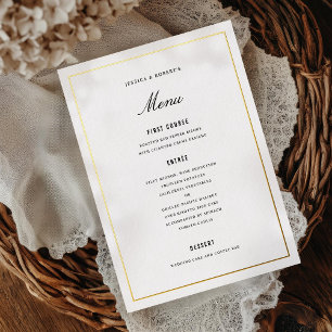Elégante carte de menu Mariage noir et or