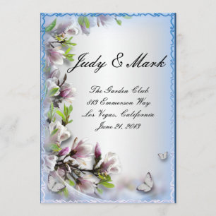 Élégante carte de menu Mariage papillon floral vio