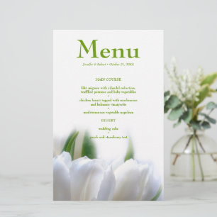 Elégante carte de menu Mariage Tulips blanc