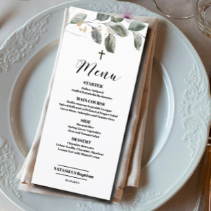 Élégante carte de menu moderne avec verdure pour b