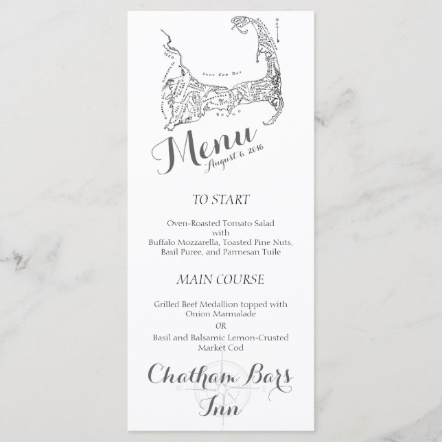 Elégante carte de menu nautique (Devant)