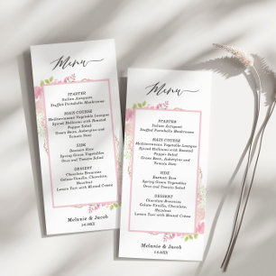 Élégante carte de menu Plat Rose Floral