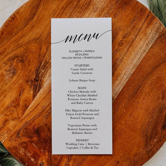 Elégante carte de menu pour dîner de calligraphie  (Créateur téléchargé)