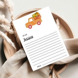 Élégante carte de message Capsul Citrouille automn