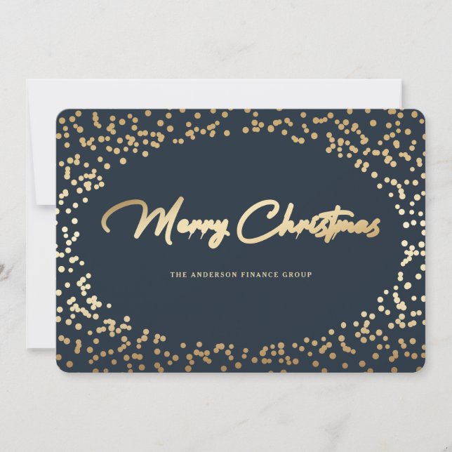 Elégante carte de Noël Affaires Blue Gold (Devant)