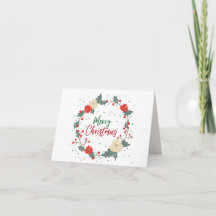 Elégante carte de Noël avec couronne d'aquarelle