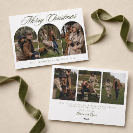 Élégante carte de Noël de famille avec 6 photos