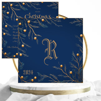 Elégante carte de Noël de famille bleue